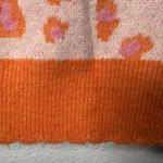 FRNCH Paris Orange Pink Animal Print Sweater Vest Large Shawl Collar Button New Photo 3