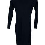 Swank Blue Long Sleeve Black MIDI Dress Photo 1