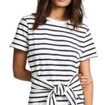 Papillon Black and White Striped Peplum Tie Front Top Alt to Rag and Bone Size L Photo 3
