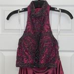 Sherri Hill Plum Two-piece taffeta A-line gown with high neck beaded bod… Photo 3