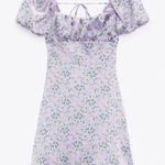 ZARA lilac floral satin puff sleeve mini dress Photo 2
