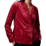 LC Lauren Conrad Double Breasted Notch Collar Red Velvet Holiday Blazer - Size L Photo 0
