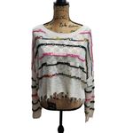 Wild Honey ‎ Sweater Womens Size Small Multicolor Oversized Raw Hem Boho Loose Photo 2