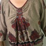 Live and let live  3/4 sleeve Women’s Blouse Top Size Medium Boho Photo 4