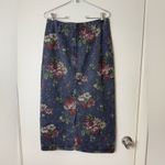Fiorlini vintage Blue, pink floral denim, midi maxi western cottage skirt S Blue Photo 3