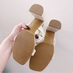 Sézane Sezane High Arielle Sandals Ecru Ivory Leather Brass Buckle Heels Photo 4