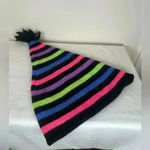 Vintage Meister Winter Hat Ski Hat Striped Stocking Hat 100% New Wool Unisex Black Photo 7