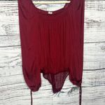 Free People  Another Round Bodysuit Maroon Satin Long Sleeve Sm Photo 1