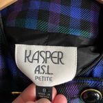 Vintage Kasper ASL Black Button Plaid Blazer Blue Green Purple Grunge Size 8 Photo 3