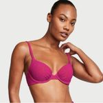 Victoria's Secret Victoria’s Secret Bikini Set M Pink Shimmer Underwire Top & Tie Bottom Swim NWT Photo 5