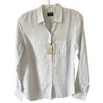 UNTUCKit Linen Striped Long Sleeve Blouse Shirt White Blue Size 6 NEW Photo 0