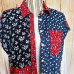 Style & Co 1X Floral Patchwork Red White Blue Button Up Photo 6