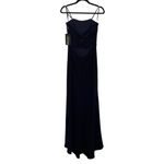 La Femme NWT 28835 Strapless Leg Slit Double Strap Back in Navy Blue Photo 3