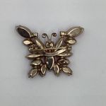 Vintage Pink Rhinestone Butterfly Brooch Gold Tone Sparkly Costume Jewelry Photo 1
