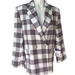 ASOS New, DESIGN linen check double breasted suit blazer in check in multi, Sz 6 Photo 6