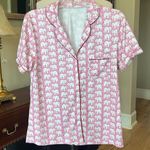 Pink Elephant Buttoned Collar Pajama Top Size M Photo 2