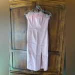 LPA  | Astrid Ostrich Feather Dress Pink Midi Slit Revolve XS Photo 5