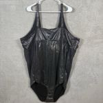 Torrid  Wireless‎ Foil Keyhole Plunge One Piece Swimsuit Plus Size 6 6X Silver Photo 6