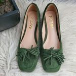 YDN Green Square Toe Chunky Block Low Heel Slip On Suede Loafers Size 6 Photo 1