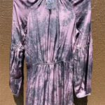 Olivaceous  Purple Tie-Dye Lace-Up Boho Skater Dress S Long Sleeve Ruffle Cuff Photo 1