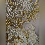 THML  Metallic Gold and Cream Textured Puff Sleeve Dress Photo 4