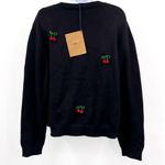 Teddy Fresh  Cherry on Top Beaded Cardigan Sweater Top Black Red 3X Cherries Photo 7