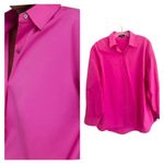 Theory  Oversized Hot Pink 100% Cotty Button Down Shirt Sz  M/L Photo 9