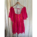 Free People  100% Cotton Fuchsia Sheer Lined Crinkle Joelle Tunic Dress Top L Photo 2