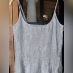 Quince NEW  100% European Linen Scoop Neck Midi Dress pinstripe adjustable straps Photo 4