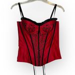 VTG Red and Black Beaded Corset Boustier Lingerie Sexy Christmas Size Small Photo 0