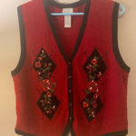 Women’s Vintage 90’s Christmas Sweater Vest SzSm Red Photo 0
