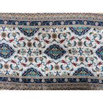 Tilla 100% Silk Scarf Rectangle in Turquoise Rust Floral Border Print Blue Photo 2