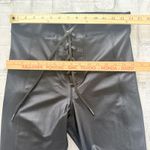 Good American  Bombshell Faux Leather Lace Front Glossy Black Legging Sz 3 (L) Photo 6