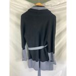 Elan  Belted Color Block Cardigan in Black Grey Size Medium Photo 6