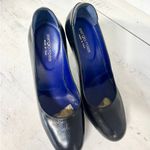 Sergio Rossi Leather Slip On Cone Heels Platform Pumps Black Women Size 38.5 / 8 Photo 3