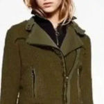 ZARA  Green Textured Weave Zip Jacket Distressed, Stud Detail small K47 Photo 0