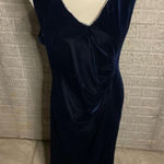 Slny Womens Navy Blue Velvet Sleeveless VNeck Evening Gown Dress Size 16 Photo 0