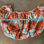 Aerie Crop Top Size Medium Floral Orange & Pink 100% Cotton On or Off Shoulder Photo 7