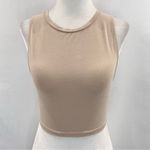 ZARA Cropped Tank Top Sleeveless Crewneck Crop Top Beige Size Small Photo 4
