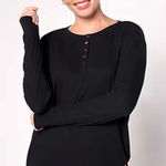 Peace Love World Black Long Sleeve Henley Shirt Photo 0