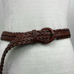 Source Unknown Leather Belt Chestnut brown, plaited leather, 1" wide Photo 2