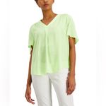 Alfani Shirred V-Neck Dolman-Sleeve Top Melon Sky Photo 1