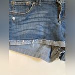 Paris Blues 🌞Paris Blue Medium Wash Distressed Cuffed Denim Shorts Photo 6