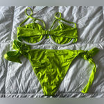 frankie's bikinis Frankie’s Bikinis Neon Green/Slime Hazel Underwire Bikini Top And Tie Up Bottoms Photo 2