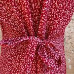 Vintage 90’s Cottagecore Mandarin Collar Red Floral Sleeveless Dress Size 12 Photo 4