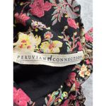 Peruvian Connection Floral Turtle Neck Long Sleeve Top Black Pink Yellow Medium Photo 2
