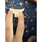 A loves A  Blouse Sz M Blue 100% Silk Floral Button Down Top Collared Preppy Photo 1