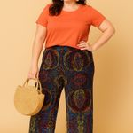 Premise Woman 2X Wide-Leg Pull-On Pants Plus Size Colorful Print Festival Comfy Photo 2