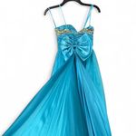 Blue beaded strapless prom dress with rhinestones Cassandra stone 4 Photo 5