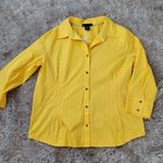 Attention  3/4 Sleeve Stretch Button Down Shirt Yellow Size XL Photo 0